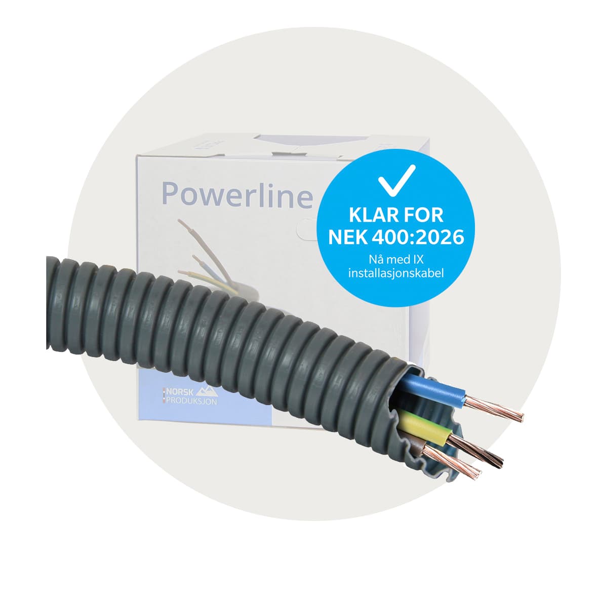 Powerline med IX installasjonskabel, grå