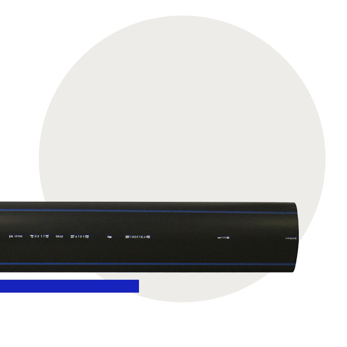 PE 100 RC SDR 11 svarte rør med blå striper