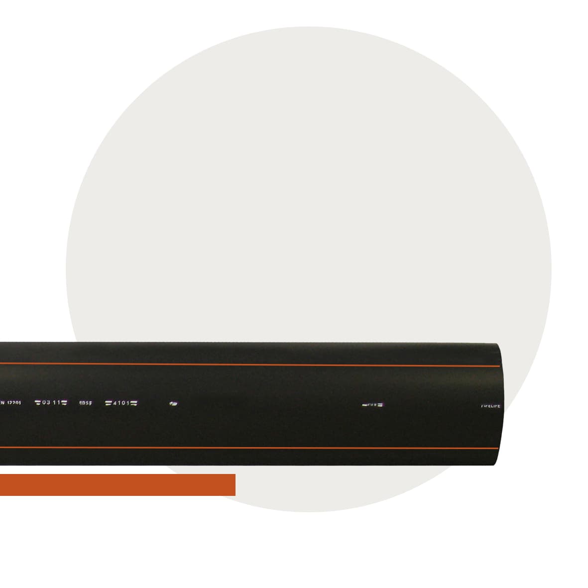 PE 100 RC SDR 11 svarte rør med rødbrune striper