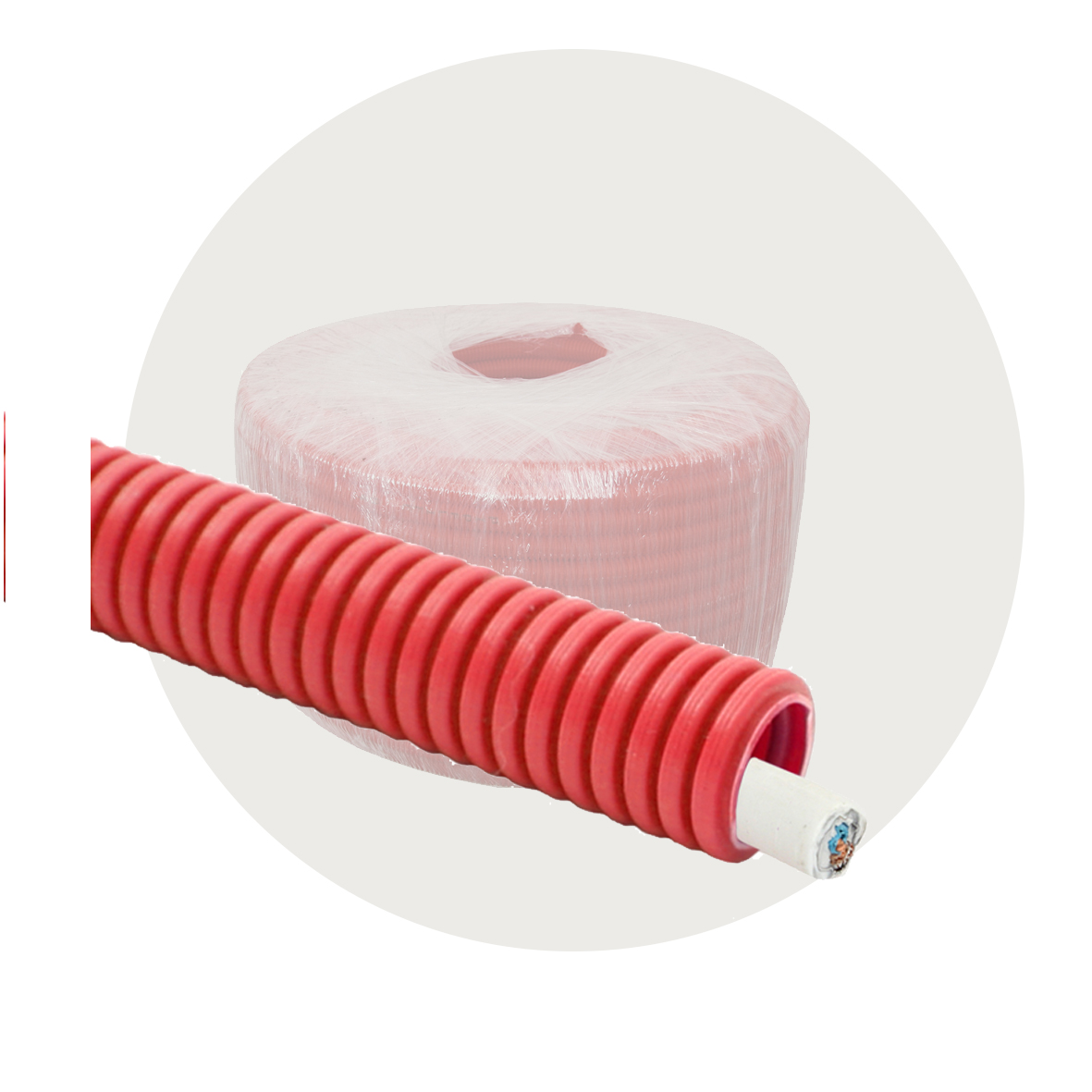 Powerline coil PVC med brannalarmkabel, rød