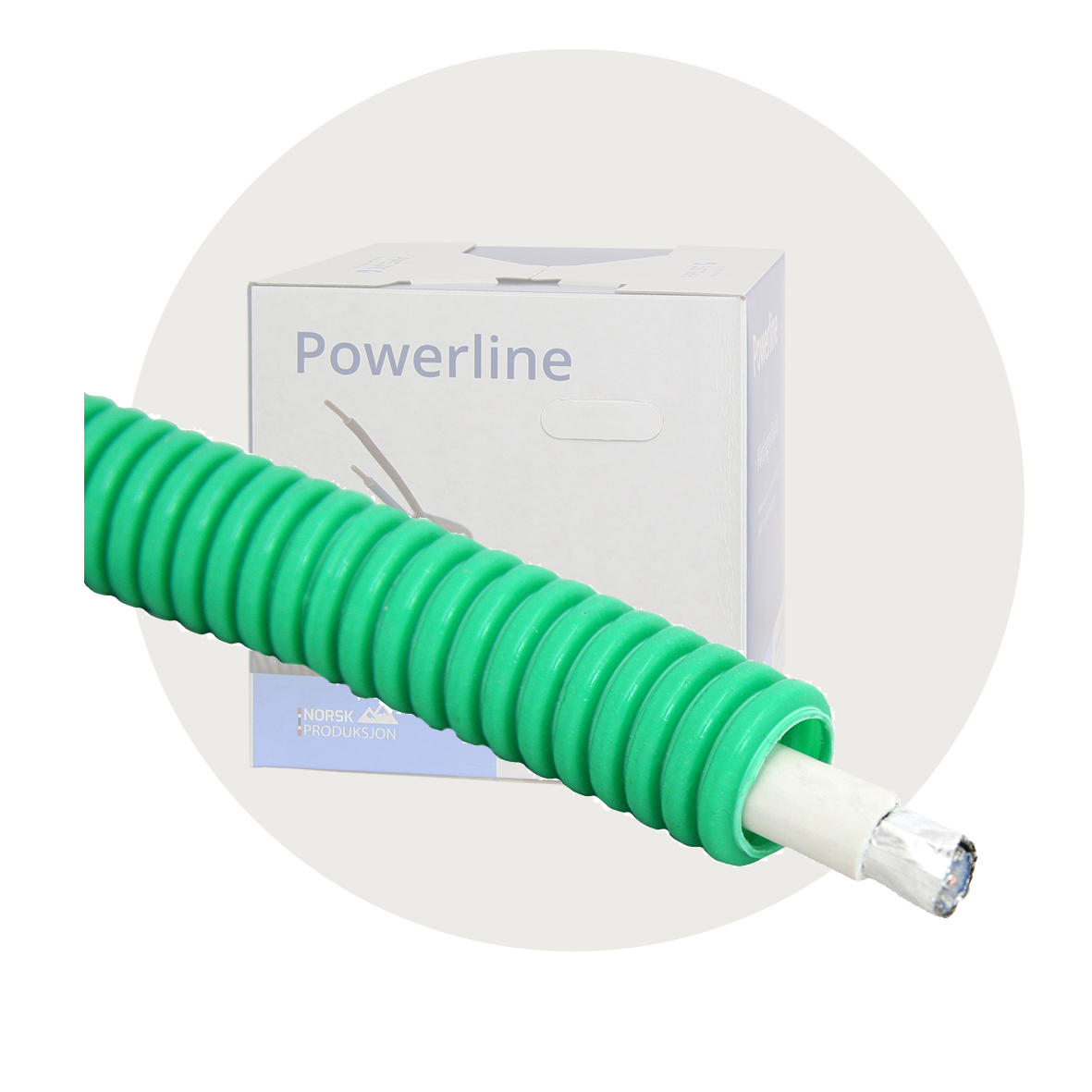 Powerline med antenne-/TV-kabel, grønn