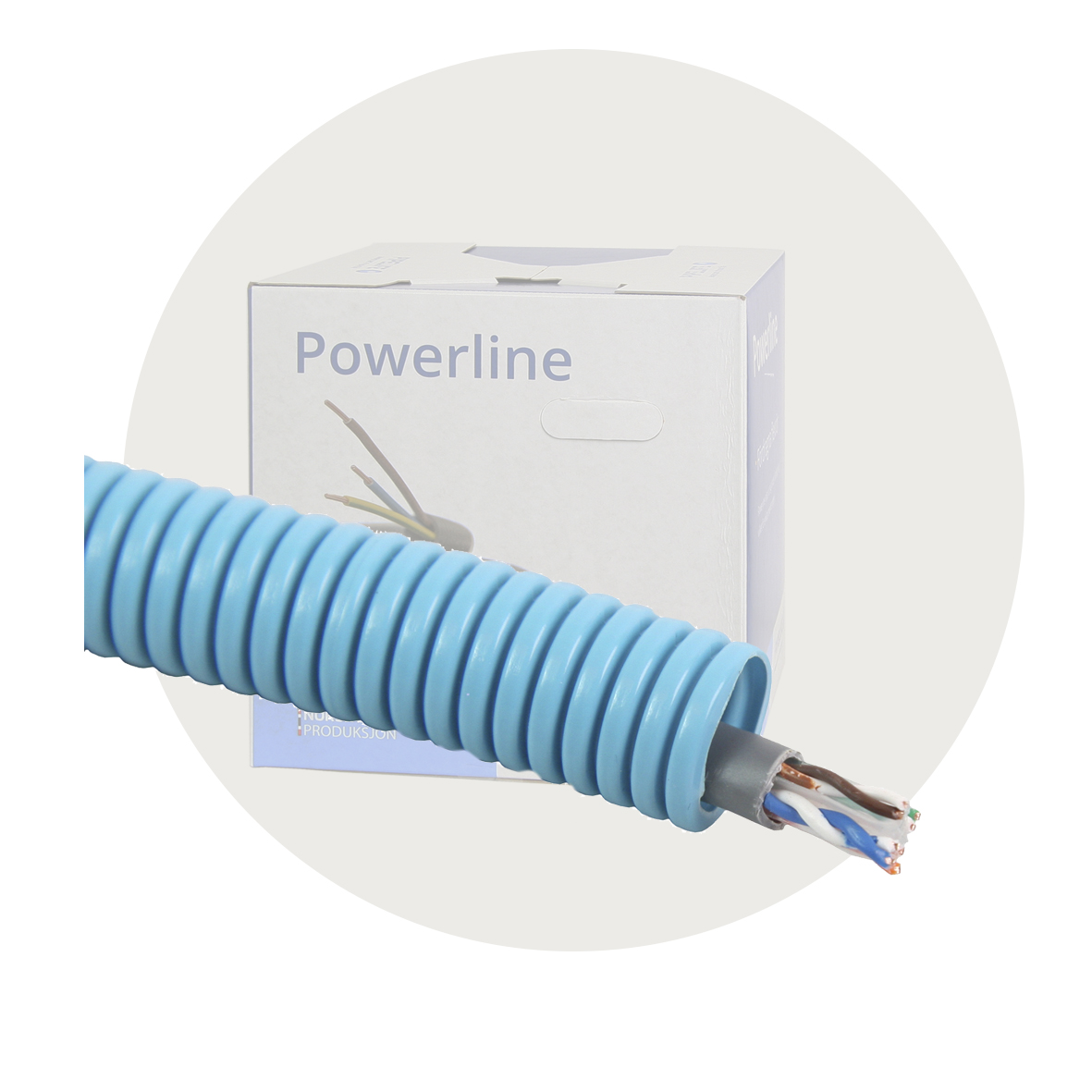 Powerline med data-/kommunikasjonakabel, blå