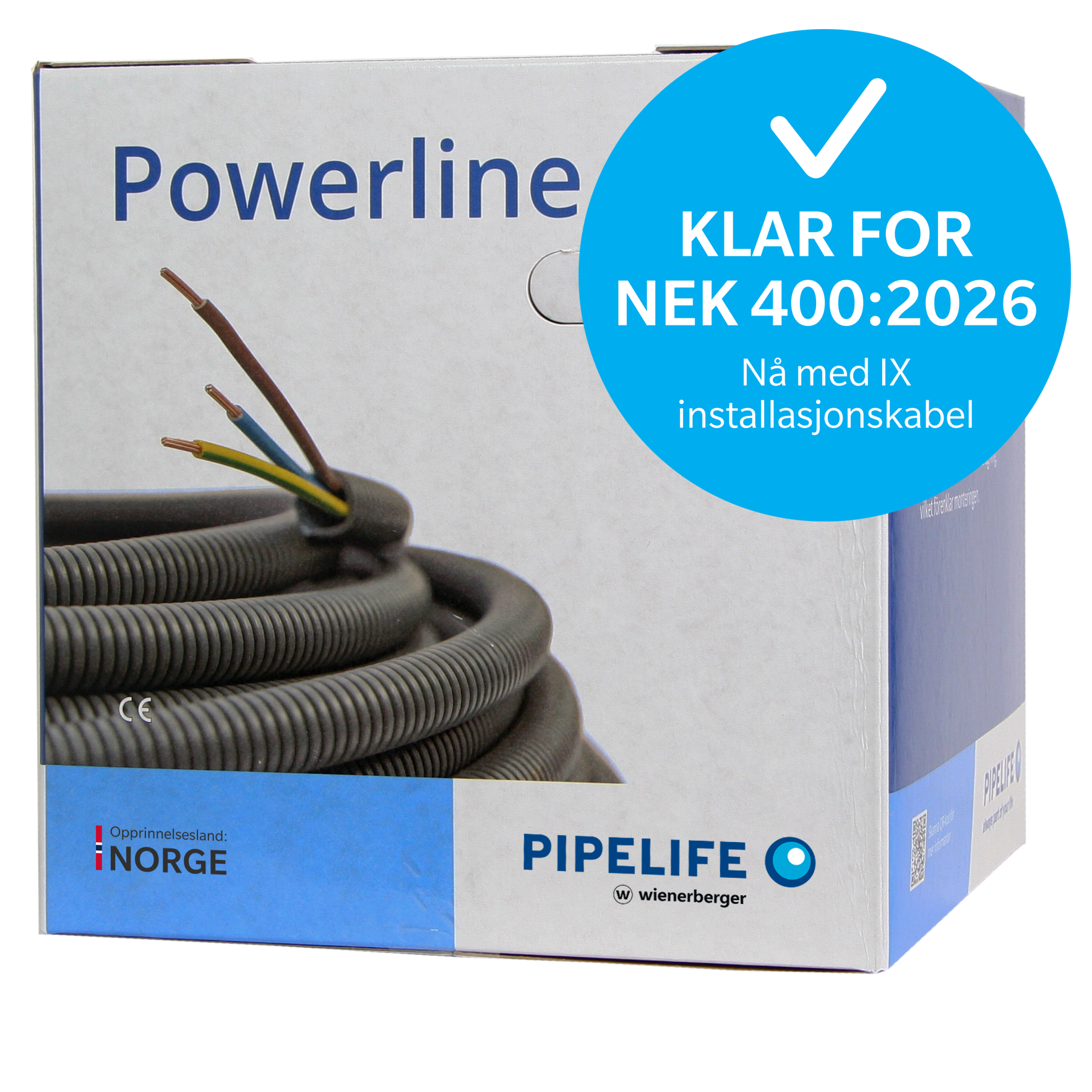Powerline med IX installasjonskabel, grå