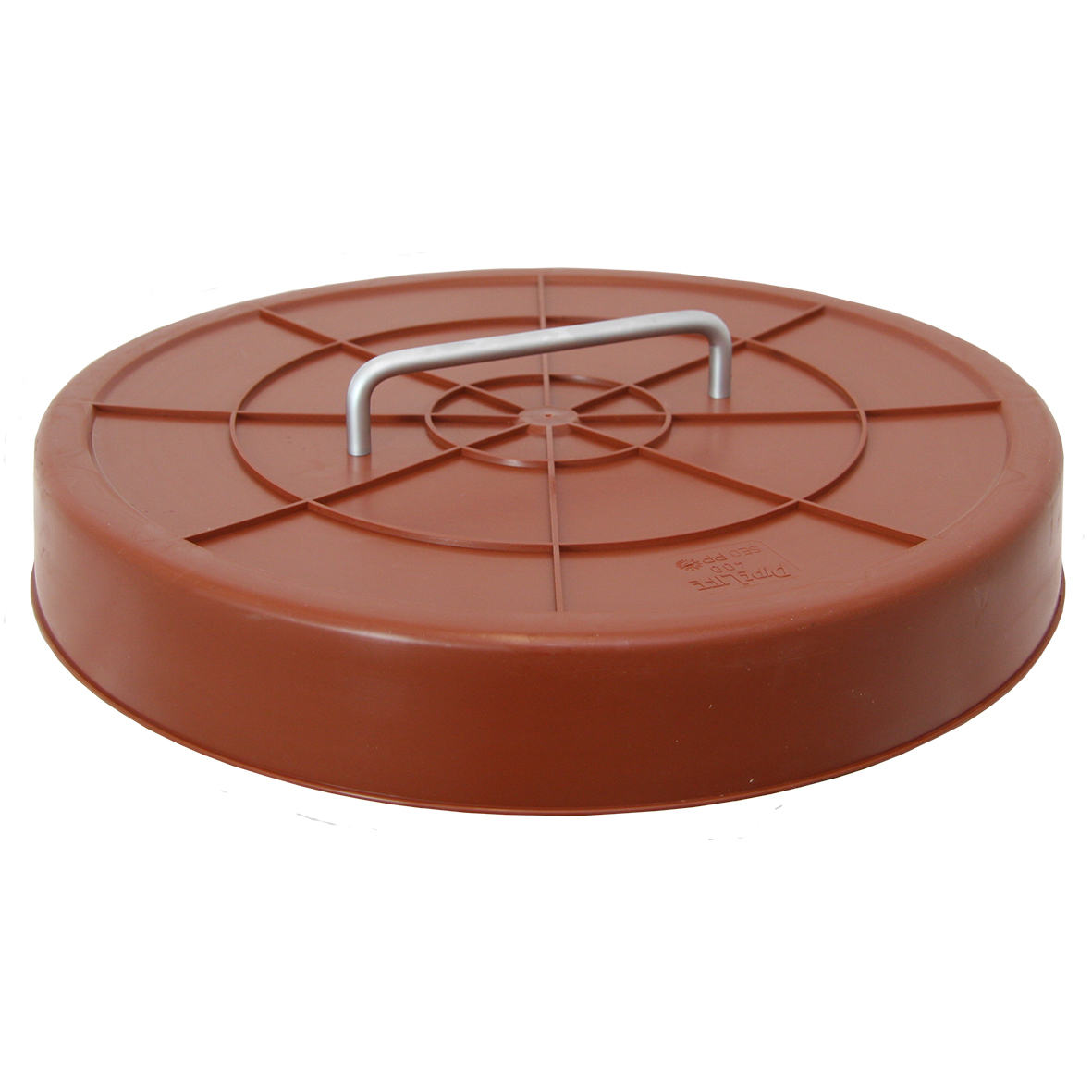 Produktbilde - 3358424 - PP utv. lokk mhåndtak for 400mm stigerør rødbrun