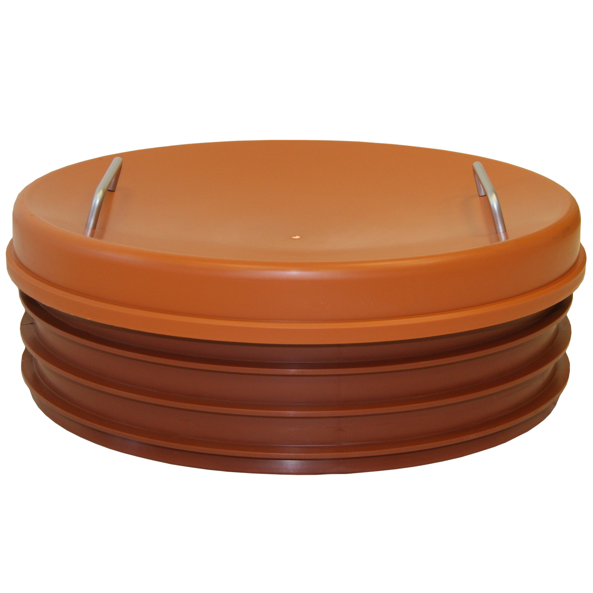Produktbilde - 3358323 - PP lokk med ribber for 630mm stigerør rødbrun