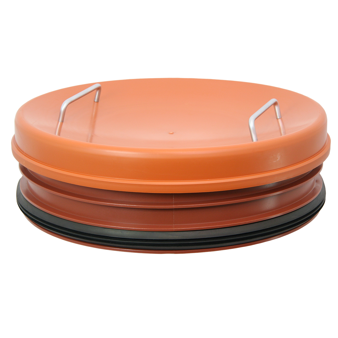 Produktbilde - 3358301 - PP lokk med ribber og pakning for 630mm stigerør rødbrun