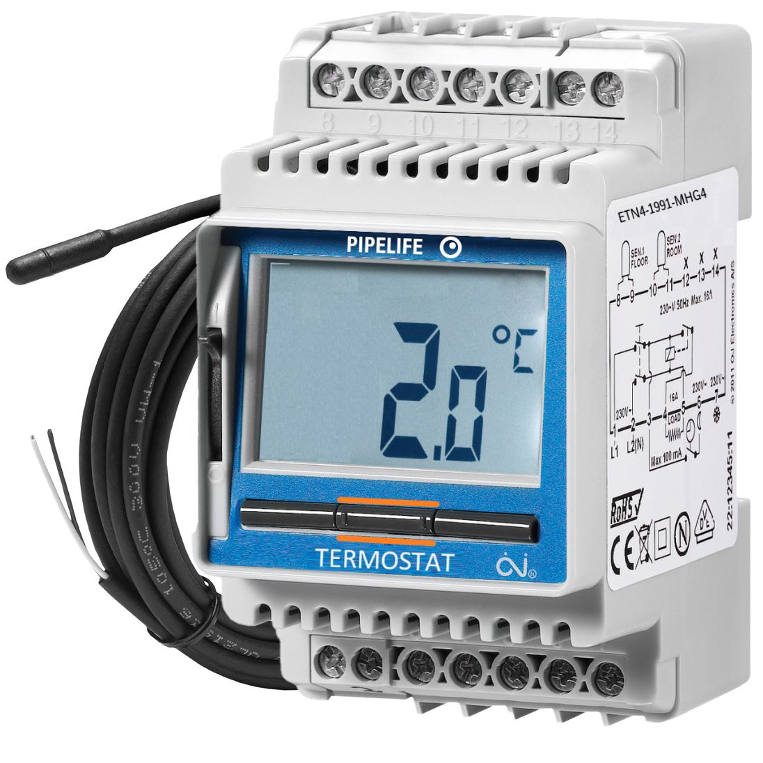 Produktbilde - Termostat ETN4-1991-MHG4 og føler